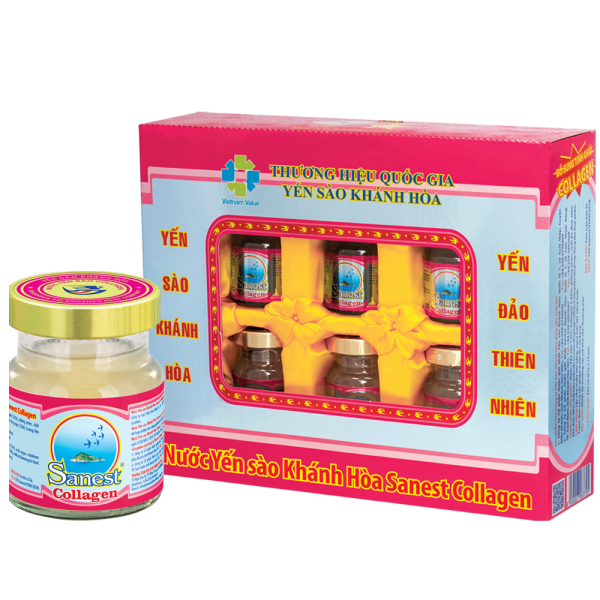 NƯỚC YẾN SÀO KHÁNH HÒA SANEST COLLAGEN LỌ 70ML, HỘP 6 LỌ - 770H6
