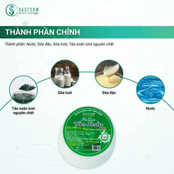 Sữa chua Tảo xoắn - dây 4 hộp x 100g - VASTCOM