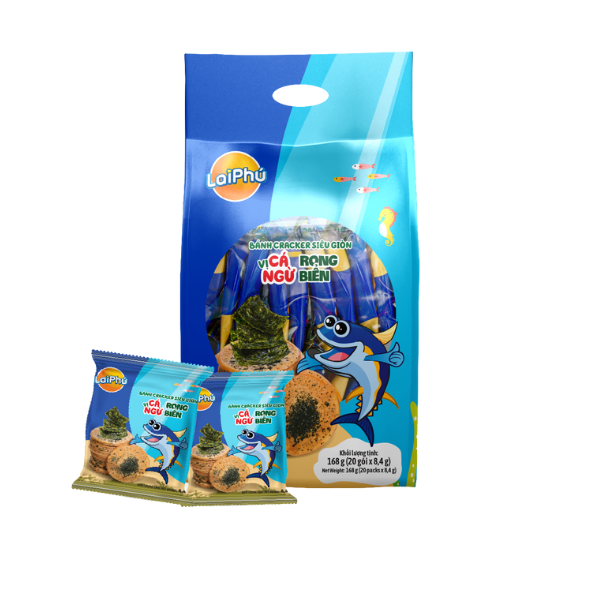 Bánh Cracker Siêu Giòn Vị Cá Ngừ Rong Biển - 168g - Lai Phú
