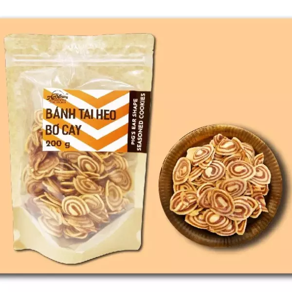 Bánh Tai Heo Bơ Cay - Pig's Ear Shape Seasoned Cookies - An Nhiên Foods - Túi 200g