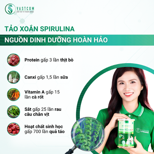 Bột dinh dưỡng cao cấp bổ sung Tảo Spirulina – Hộp 500g - VASTCOM