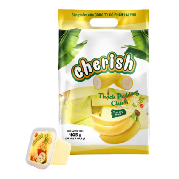 Thạch Pudding Cherish Vị Chuối - 405g (10 viên) - Lai Phú