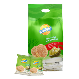 Bánh Cookies Kem Sầu Riêng - 350g (Gói 20 cái) - Lai Phú