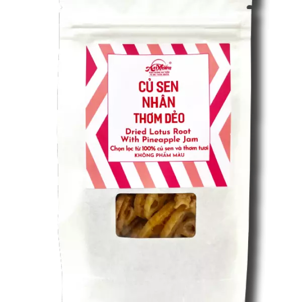 Củ Sen Nhân Thơm Dẻo - Dried Lotus Root With Pineapple Jam - An Nhiên Foods - Túi 80g