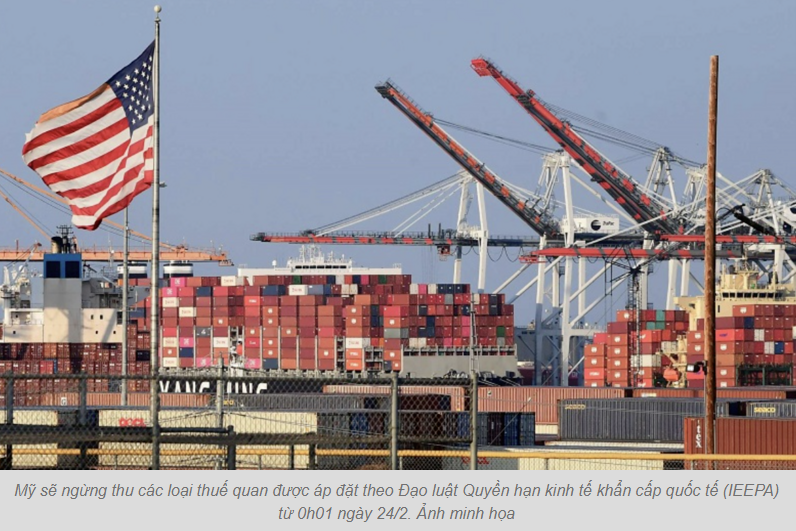 Mỹ ngừng thu thuế đối ứng từ ngày 24/2