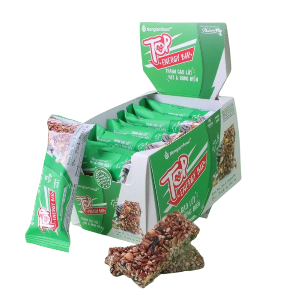 Thanh gạo lứt Top Energy Bar hạt & rong biển - Hộp 16 thanh 272g - Nông Lâm Food