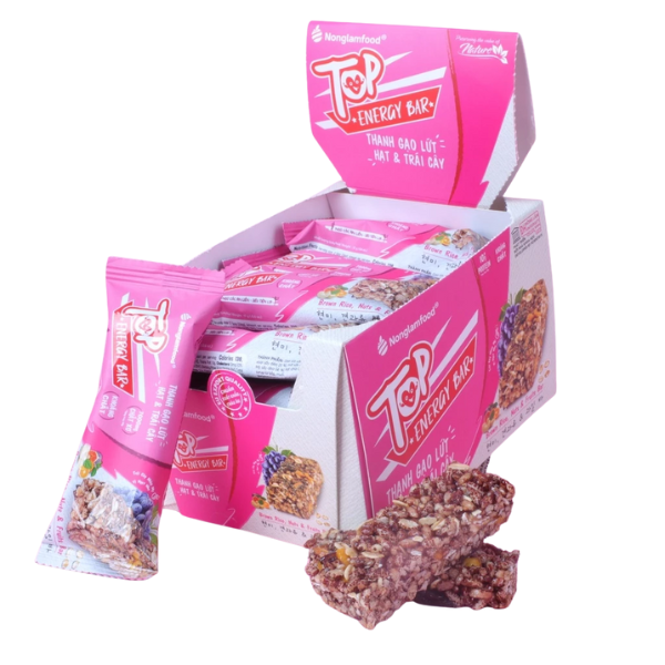 Thanh gạo lứt Top Energy Bar hạt & trái cây - Hộp 16 thanh 272g - Nông Lâm Food