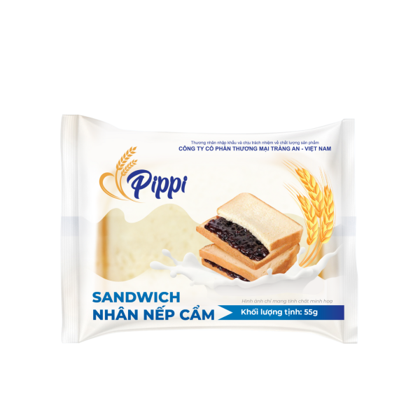 BÁNH SANDWICH PIPPI NHÂN NẾP CẨM 55G - Tràng An