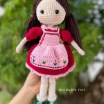 Công chúa búp bê váy đỏ - Búp bê bằng len handmade, Thú len nhồi bông Amigurumi - WOOLEN TOY