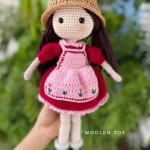 Công chúa búp bê váy đỏ - Búp bê bằng len handmade, Thú len nhồi bông Amigurumi - WOOLEN TOY